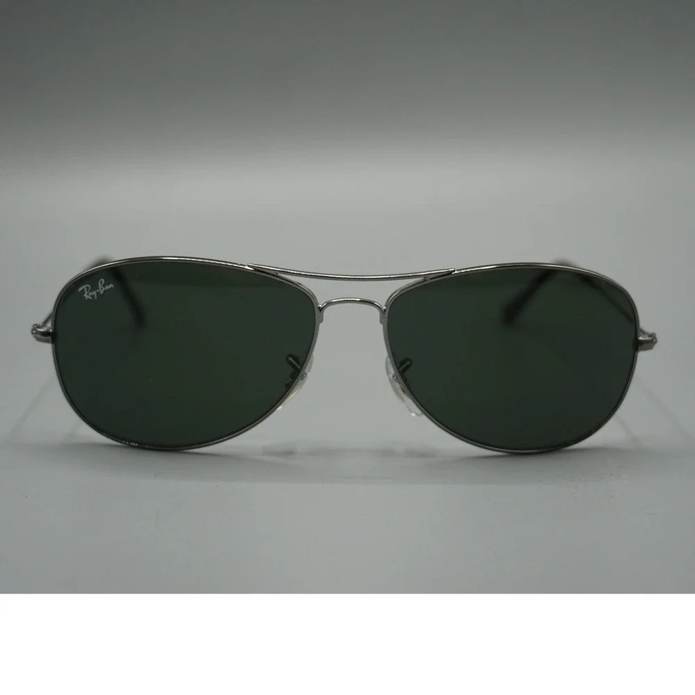 Ray-Ban Cockpit RB3362 Gunmetal Silver G-15 Green Lens Aviator Sunglasses‎ 59
